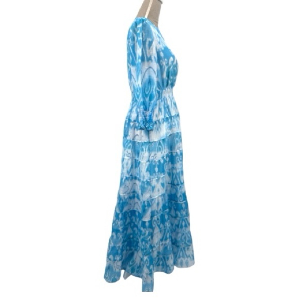 Burryco Tiered Maxi Dress Blue Size 6 NWT Boho Flowy Cocktail Wedding Romantic - Picture 3 of 9